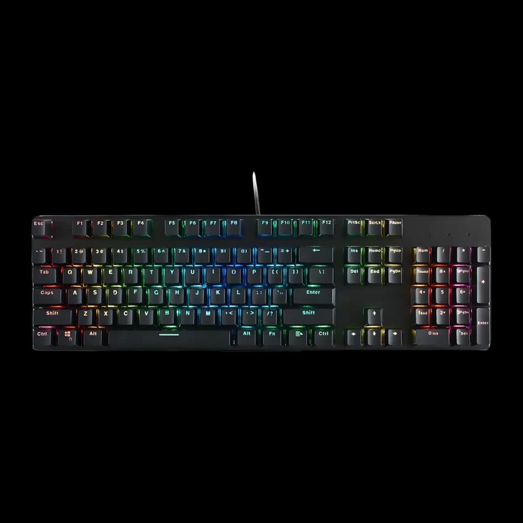 Touches Glorious Gaming Mechanical Keyboard Keycaps Espagnol Noir, vue dessus: rétroéclairage RGB multicolore