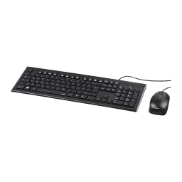 Kit de teclado e rato Hama Cortino Preto Com cabo USB, vista em perspetiva: teclado slim e rato com cabo preto