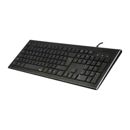 Kit de teclado e rato Hama Cortino Preto Com cabo USB, vista lateral: teclado em ângulo com cabo USB visível e perfil fino