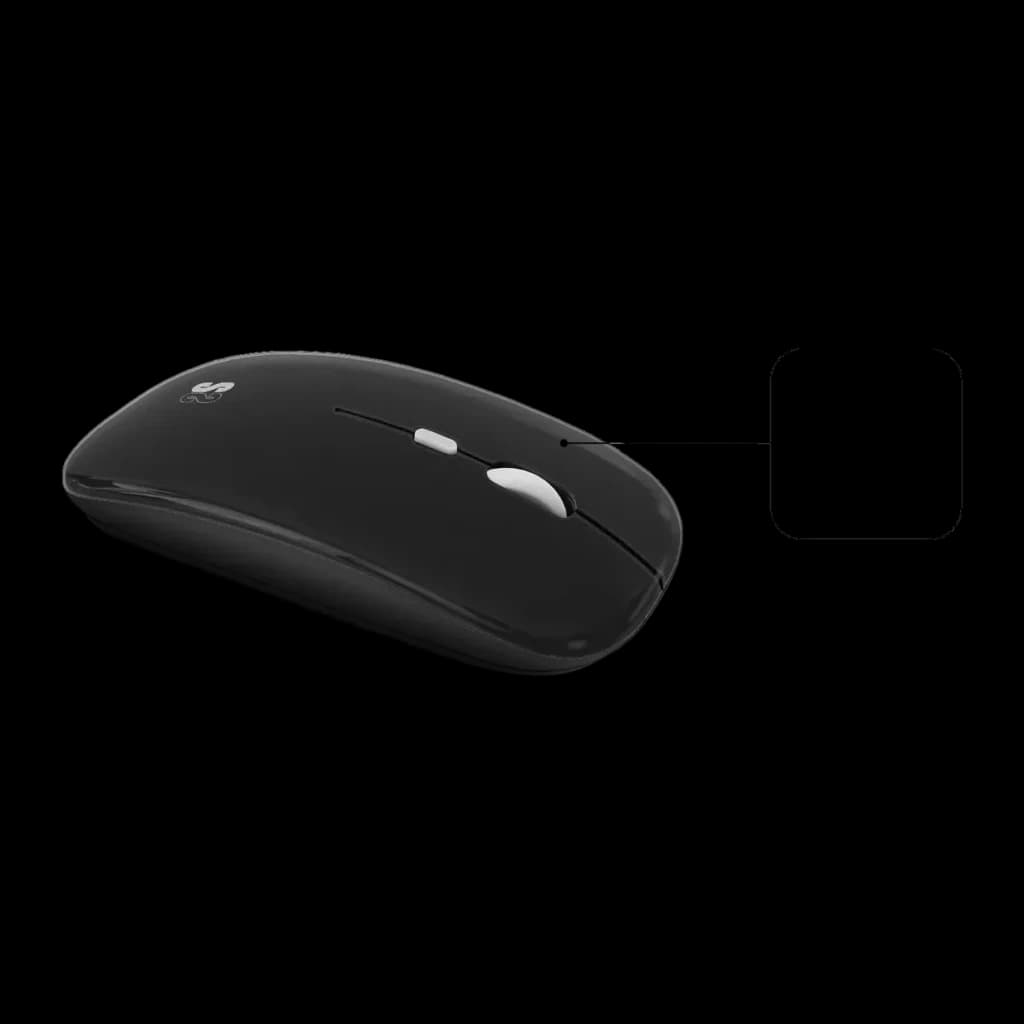 Combo Teclado e Rato Subblim Preto Sem Fios Bluetooth + RF Espanhol SUBKBC-OCO020, detalhe rato: vista lateral com roda
