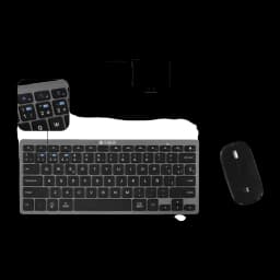 Combo Teclado e Rato Subblim Preto Sem Fios Bluetooth + RF Espanhol SUBKBC-OCO020, detalhe: zoom teclas BT e 2.4G com ícones