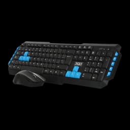 Pack Teclado, Ratón y Auriculares 3GO Drile H2 Negro USB con Cable QWERTY, vista lateral: teclado con teclas azules