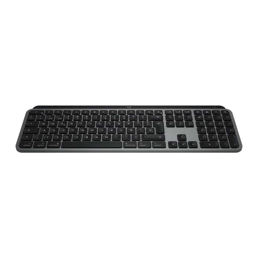 Teclado Logitech MX Keys S para Mac Space Grey Sem Fios Bluetooth, vista frontal: layout completo com teclado numérico