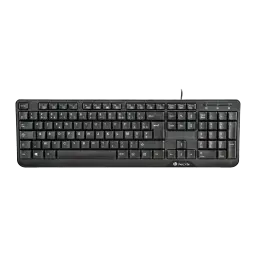 Teclado NGS Funky V3 AZERTY Preto USB, vista superior: disposição completa de teclas, teclado numérico e logótipo NGS