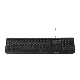 Teclado NGS Funky V3 AZERTY Preto USB, vista superior: disposição completa das teclas e cabo USB visível