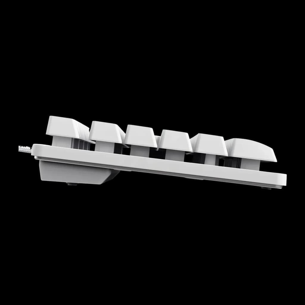 Teclado Gaming Trust GXT 833W Thado TKL Mecânico RGB Branco, lateral: perfil baixo com switches mecânicos e cabo trançado