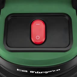 Aspirateur solides et liquides Orbegozo Vert 16000Pa 1380W APS 1400, détail dessus: interrupteur rouge on/off sur panneau