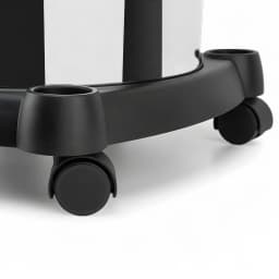 Aspirateur solides et liquides Orbegozo Vert 16000Pa 1380W APS 1400, détail base: roulettes pivotantes noires et support