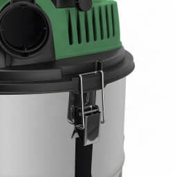 Aspirateur solides et liquides Orbegozo Vert 16000Pa 1380W APS 1400, détail: fermeture métallique pression entre cuve inox