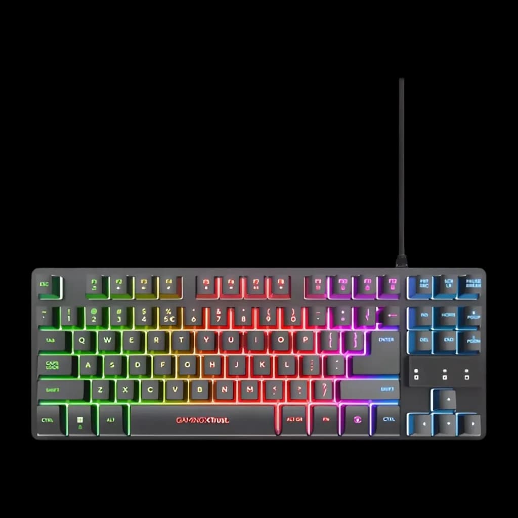 Pack Teclado y Ratón Gaming Trust GXT 798 Thado TKL + Felox Mecánico 6400 DPI RGB Negro, vista superior: teclado TKL