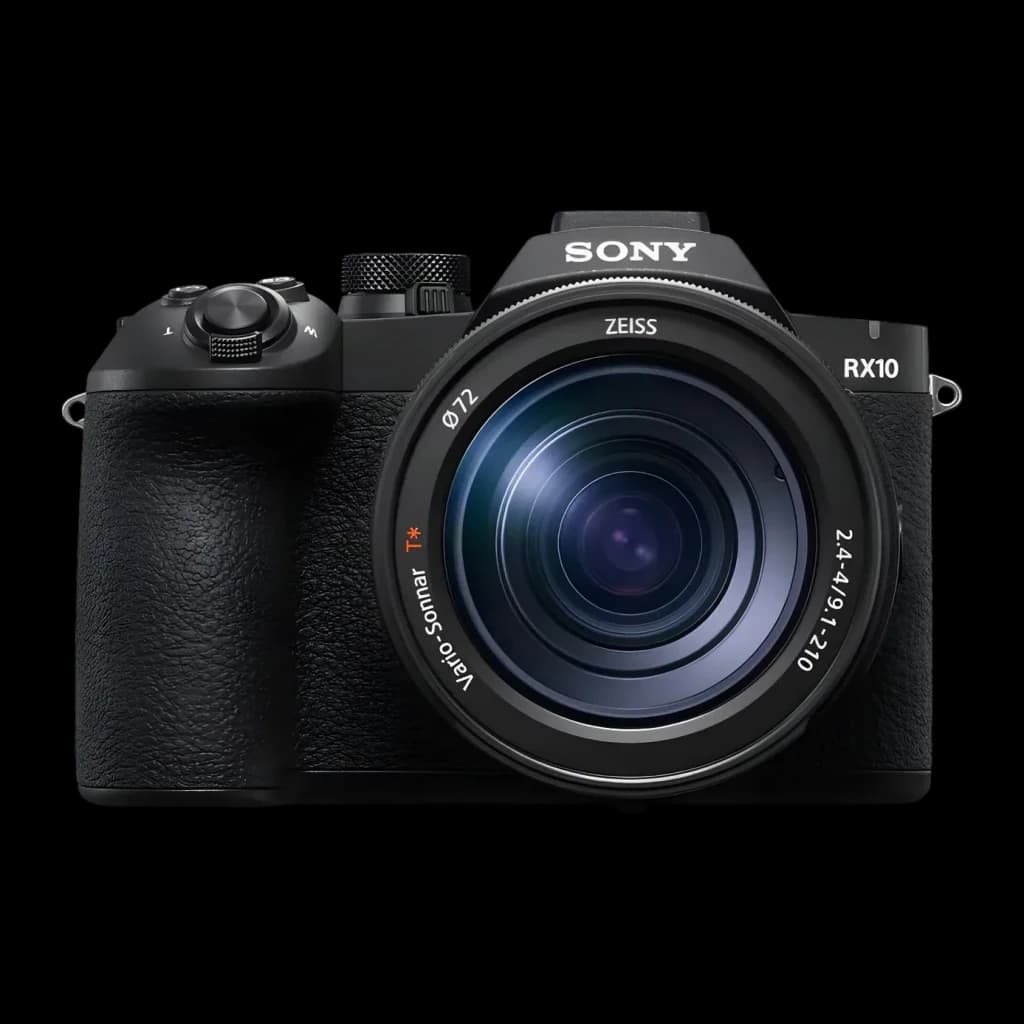 Appareil photo bridge Sony Cyber-shot V Noir Exmor RS CMOS 1 pouce 4K Ultra HD 20,1MP DSC-RX10, vue avant: objectif Zeiss