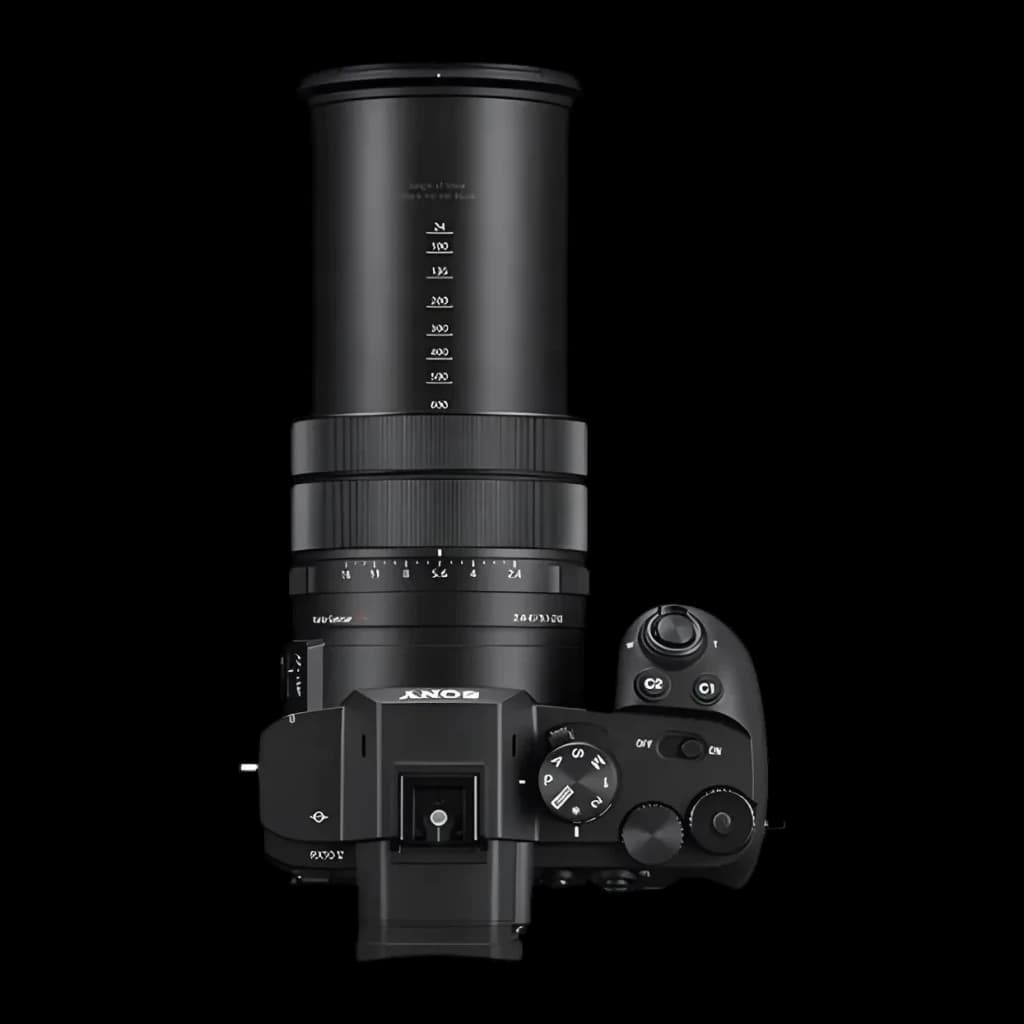 Appareil photo bridge Sony Cyber-shot V Noir Exmor RS CMOS 1 pouce 4K Ultra HD 20,1MP DSC-RX10, vue du dessus: objectif