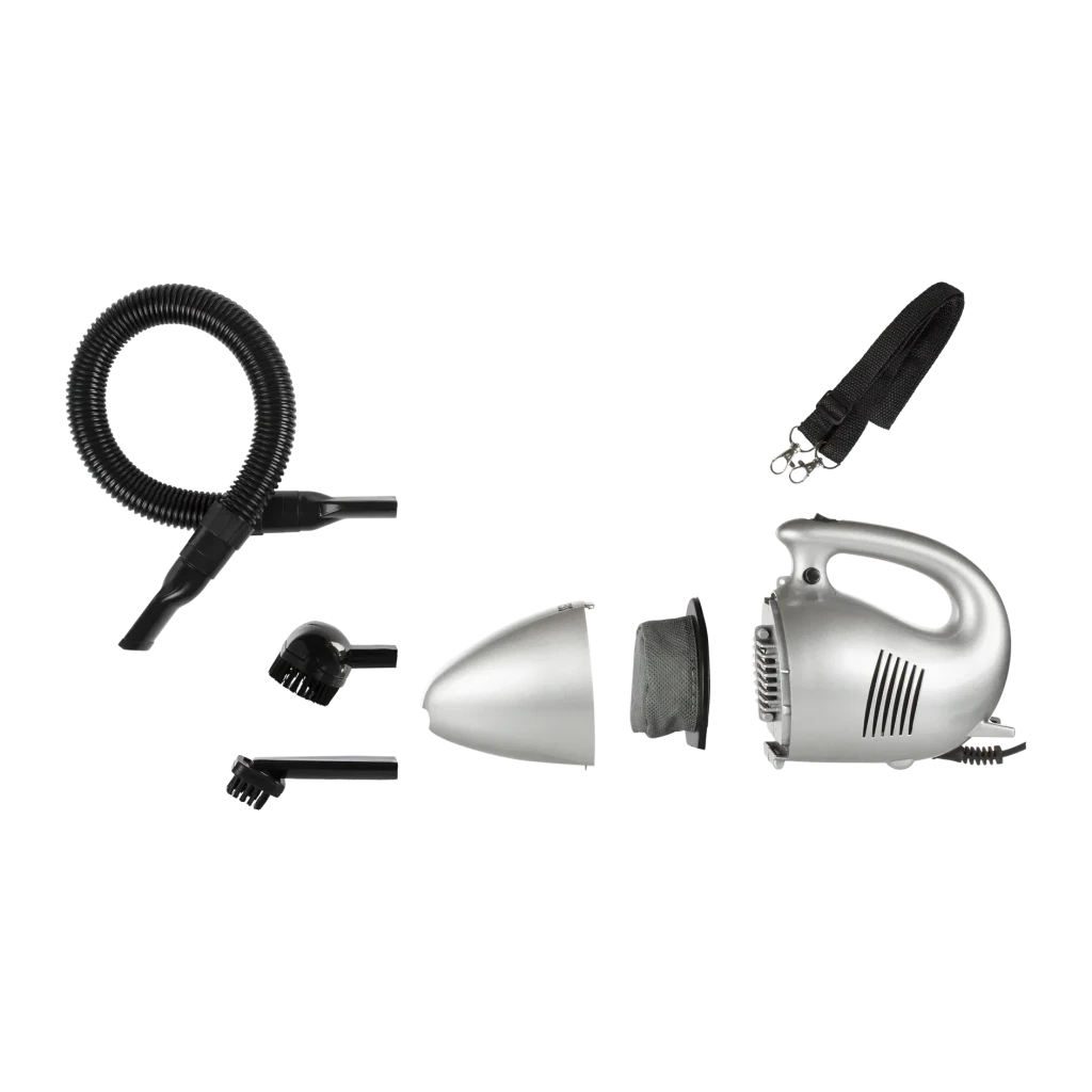Aspirateur à Main Princess Turbo Tiger Noir/Argent 610W Câble 5m 332757, vue éclatée: unité, cuve, filtre, flexible
