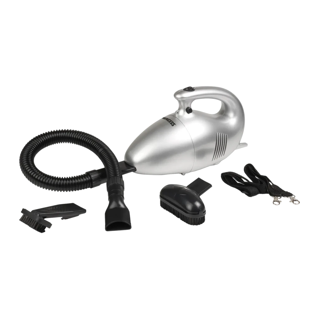 Aspirateur à Main Princess Turbo Tiger Noir/Argent 610W Câble 5m 332757, vue ensemble: corps argent avec flexible, suceur