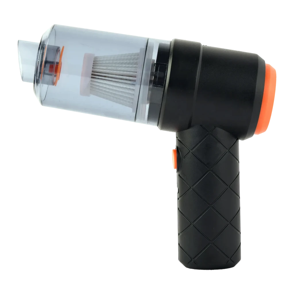 Aspirateur à Main Gembird Noir Sans Fil 2500Pa 15W 18min CK-MVC-01, vue latérale: cuve filtre HEPA transparente et poignée