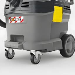 Aspirateur sec et humide Kärcher NT 30/1 Tact L 25,4kPa 1380W, détail inférieur: cuve grise, roulettes pivotantes et fixe
