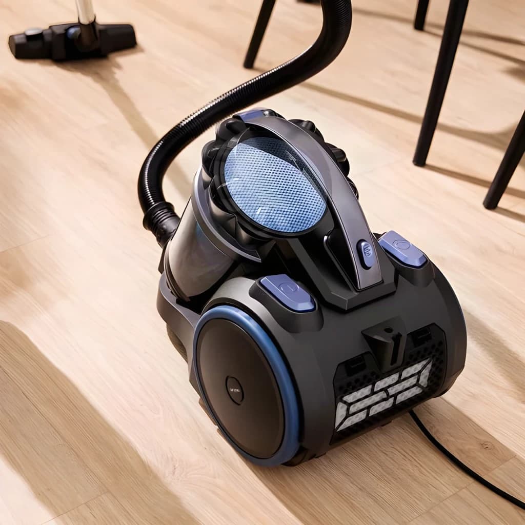 Aspiradora de trineo Cecotec Conga Rockstar Multicyclonic XL Animal Negro 20kPa 800W 9m cable, vista en uso: cuerpo negro