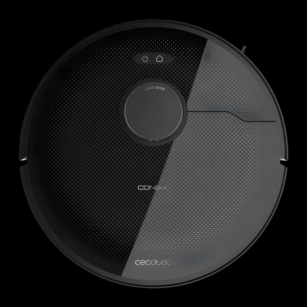 Robot aspirador Cecotec Conga X70 Preto Lavador Autoesvaziamento 15000Pa 240min, vista superior: sensor LaserEye central