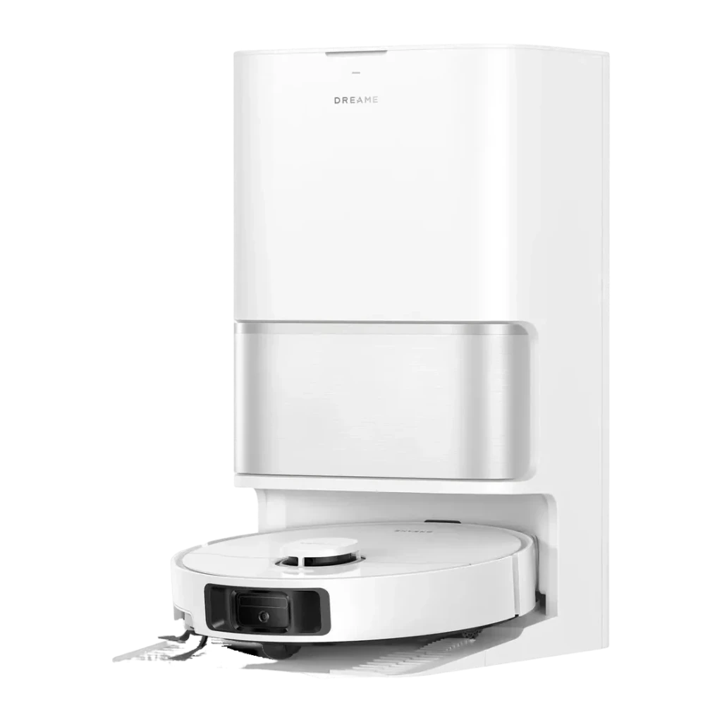 Robot aspirador Dreame L10s Ultra Gen 3 Branco LiDAR Lava Pavimentos Esvaziamento Automático 25000Pa, vista lateral: robô
