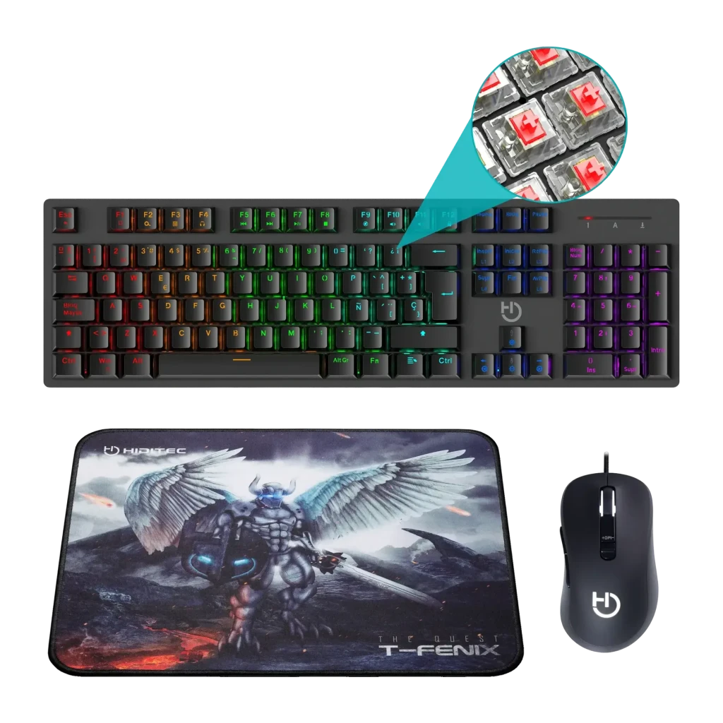Pack Gaming Hiditec GK400 + Blitz + T-Fenix Mecánico 3500 DPI RGB Negro