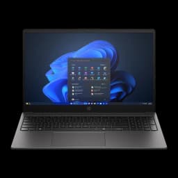 PC portable HP 250R G10 16 Go/512 Go 15,6 pouces FHD Intel Core 5 120U SSD NVMe FreeDOS Noir, vue de face: écran FHD allumé