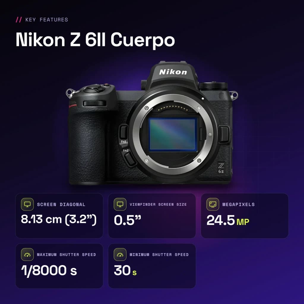 Appareil photo Nikon Z 6II Boîtier Noir Full Frame CMOS 4K Ultra HD 24,5MP - caractéristiques