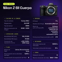 Appareil photo Nikon Z 6II Boîtier Noir Full Frame CMOS 4K Ultra HD 24,5MP - caractéristiques