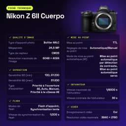 Appareil photo Nikon Z 6II Boîtier Noir Full Frame CMOS 4K Ultra HD 24,5MP - caractéristiques