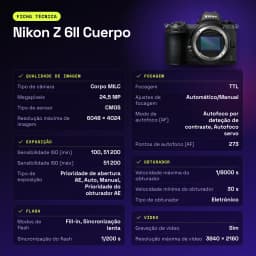 Appareil photo Nikon Z 6II Boîtier Noir Full Frame CMOS 4K Ultra HD 24,5MP - caractéristiques
