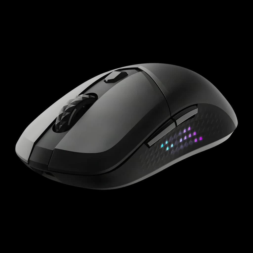 Souris Gaming MSI Versa 300 Elite Wireless Sans Fil 26000 DPI RGB Noir, vue latérale: éclairage RGB sur grille hexagonale