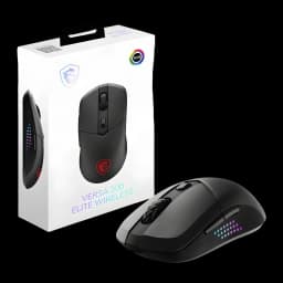 Souris Gaming MSI Versa 300 Elite Wireless Sans Fil 26000 DPI RGB Noir, avec boîte: souris noire avec éclairage RGB latéral