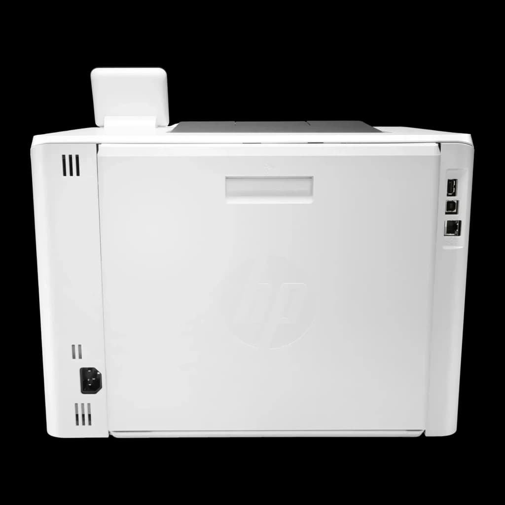 Impressora laser HP Color LaserJet Pro M454dw Frente e Verso Automático Branco, vista traseira: portas USB, rede e conector