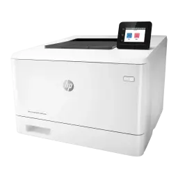 Impressora laser HP Color LaserJet Pro M454dw Frente e Verso Automático Branco, vista lateral: ecrã tátil a cores, logótipo