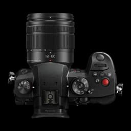Appareil photo hybride Panasonic Lumix Noir Live MOS Micro 4/3 4K UHD 20,3MP DC-GH5M2, vue du dessus: molette de modes