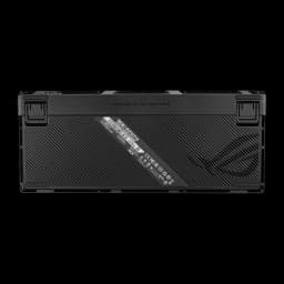 Teclado Gaming ASUS ROG Azoth Inalámbrico RGB AZERTY Rojo/Negro, vista inferior: base negra texturizada con etiqueta ROG