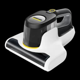 Aspirador de Mão Kärcher VCH 4 UVClean Preto/Branco 500W, vista em perspectiva: corpo preto com logo, bocal branco e detalhe