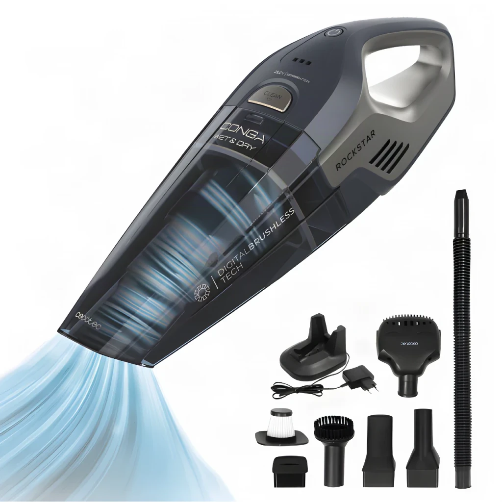 Aspirador de Mão Cecotec Conga Rockstar 25.2V Animal Hand Azul Escuro Sem Fios 20000Pa 200W 40min, vista lateral