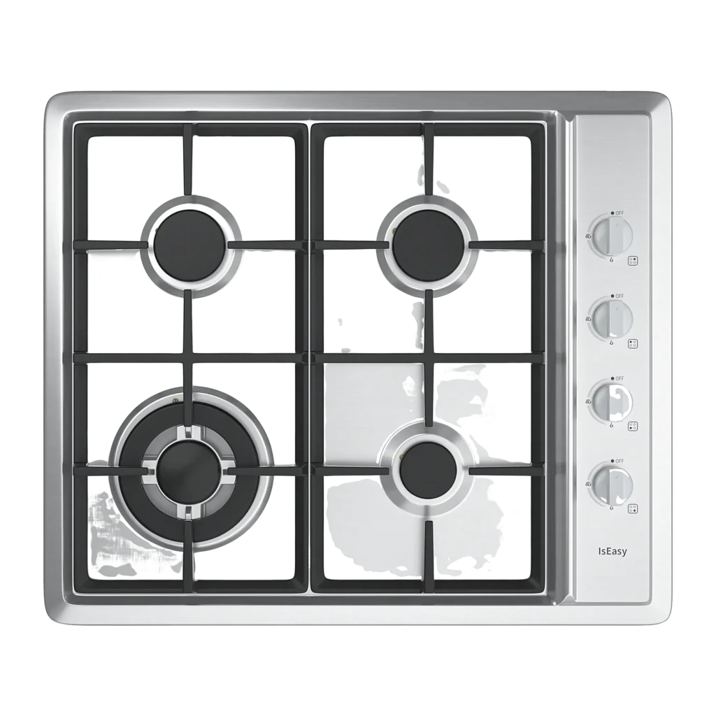 Placa de gas empotrable IsEasy MGBS-604D con 4 quemadores de acero inoxidable 7,8 kW