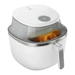 Freidora de aire Philips 3000 Series 7,2L 2000W 16 Programas Blanco NA341/10, vista en ángulo: tapa transparente abierta