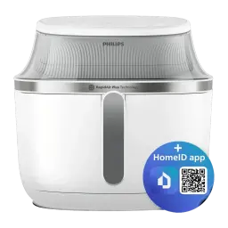 Freidora de aire Philips 3000 Series 7,2L 2000W 16 Programas Blanco NA341/10, vista frontal: tapa transparente, banda