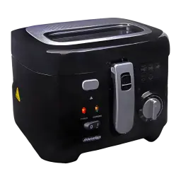 Freidora de aceite Mesko Home 2,5L 1800W Negro/Gris MS 4908, vista frontal lateral: panel de control con indicadores LED