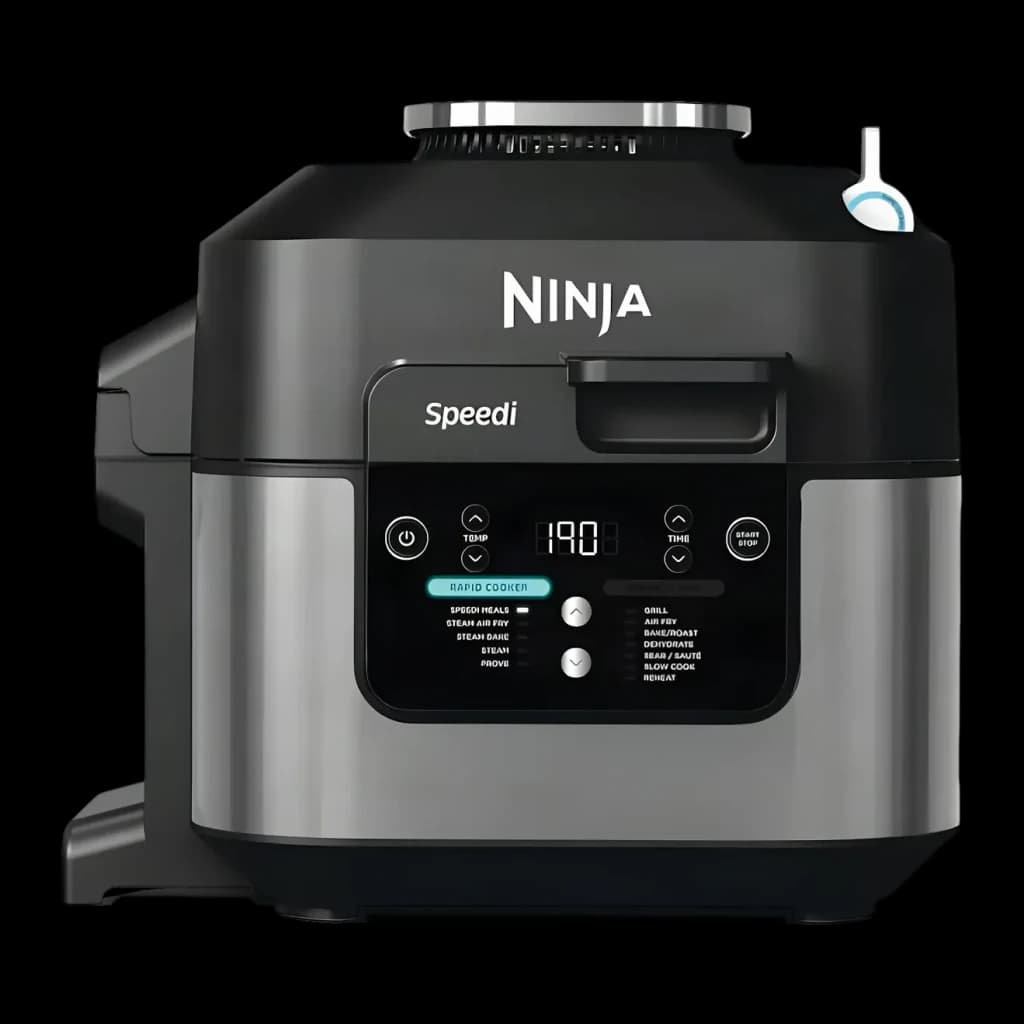 Freidora de Aire Ninja Speedi 5,7L 1760W Negro ON500EU, vista frontal: panel digital con modos Rapid Cooker y asa superior