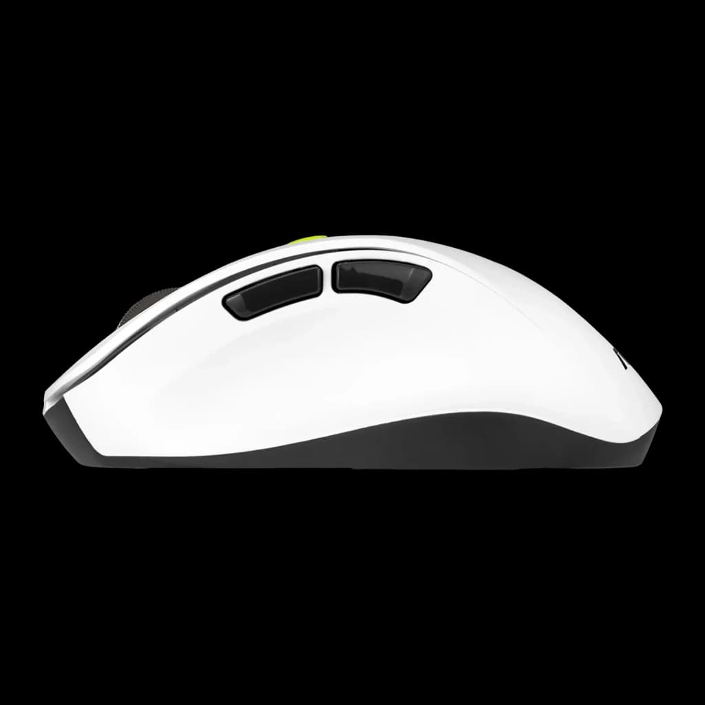 Ratón ASUS MD105 Blanco/Verde Inalámbrico RF/Bluetooth Ergonómico, vista lateral: dos botones laterales negros y acento