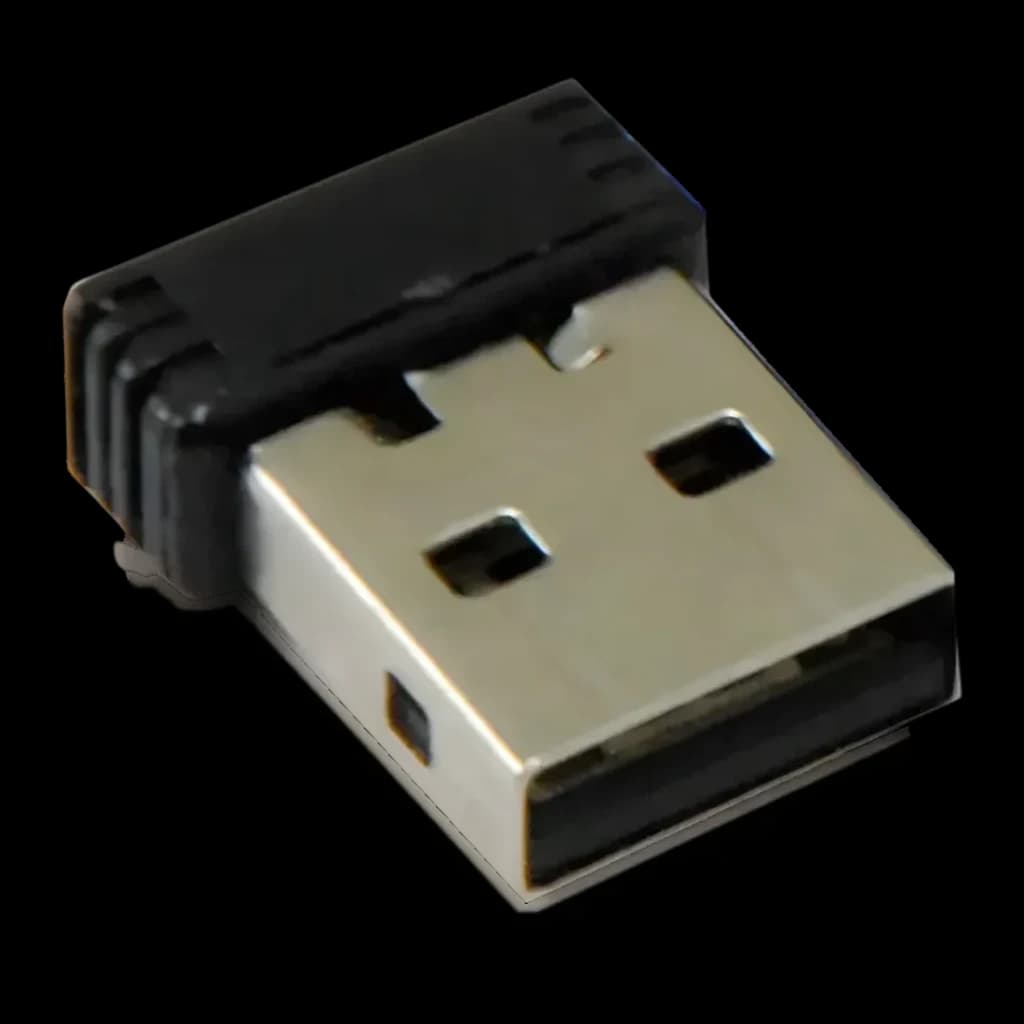 Rato sem fios Conceptronic Regas TW5 Preto, acessório: nano recetor USB sem fios em primeiro plano sobre fundo preto