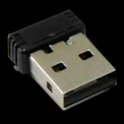 Rato sem fios Conceptronic Regas TW5 Preto, acessório: nano recetor USB sem fios em primeiro plano sobre fundo preto