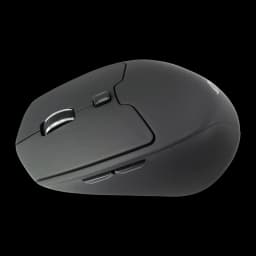 Ratón Conceptronic Lorcan Negro Bluetooth LORCAN02B, vista lateral izquierda: rueda plateada, botones laterales y acabado