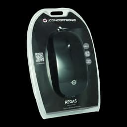 Ratón Conceptronic Negro CLLM3BDESK, packaging: blíster frontal con modelo REGAS y especificaciones USB 2.0