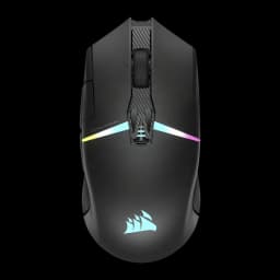 Ratón Gaming Corsair Nightsabre Wireless RGB Inalámbrico 26000 DPI Negro, vista superior: iluminación RGB en franja central