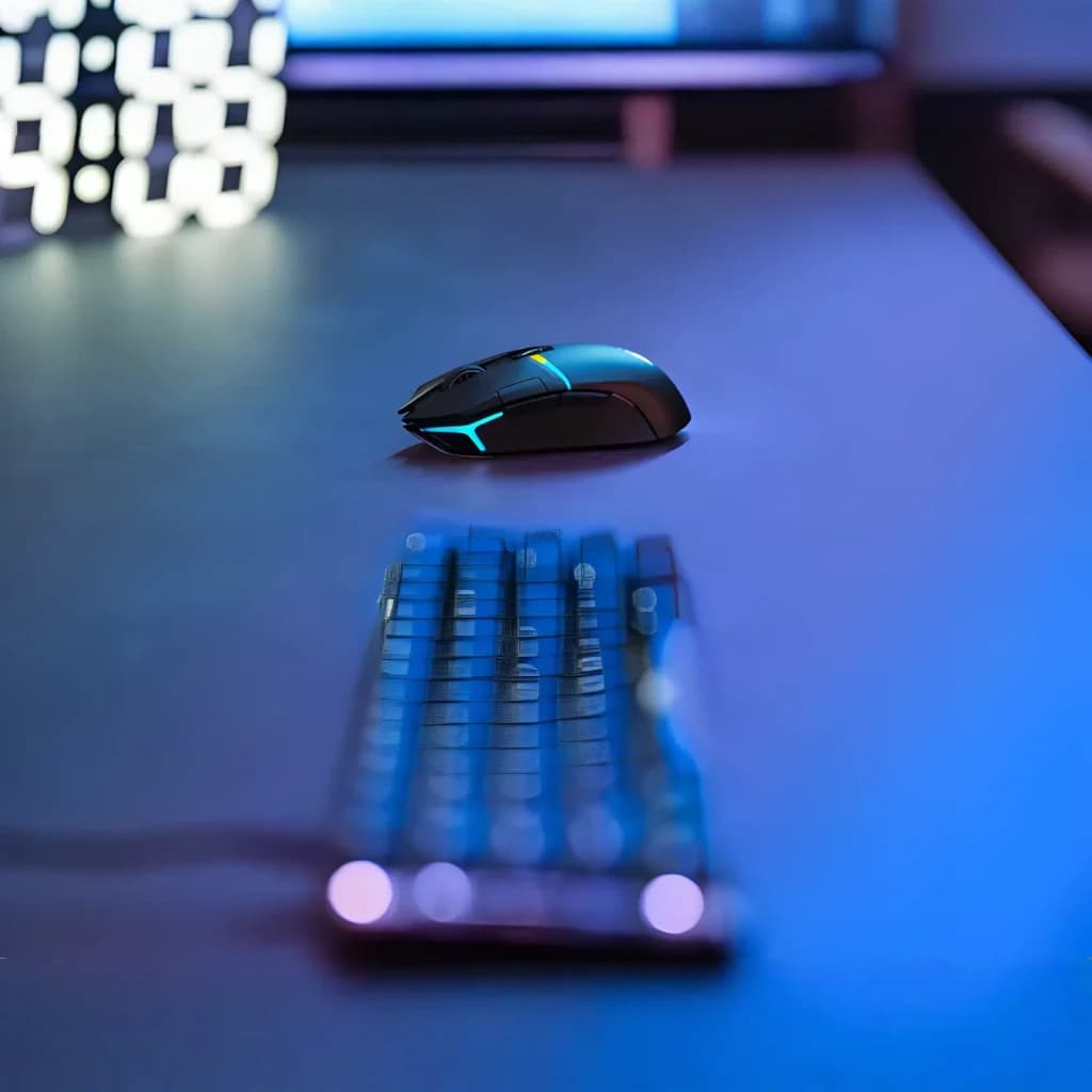 Ratón Gaming Corsair Nightsabre Wireless RGB Inalámbrico 26000 DPI Negro, en uso: sobre escritorio gaming con iluminación
