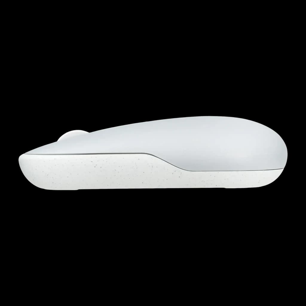 Ratón ASUS Marshmallow MD100 Gris Inalámbrico Bluetooth, vista lateral: perfil bajo con base moteada y cuerpo liso